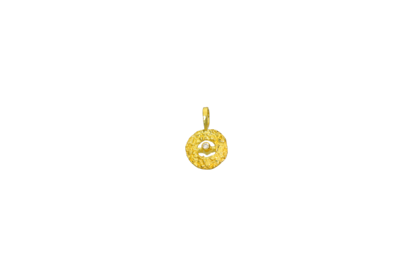 Μενταγιόν σε χρυσό Κ18  Στρόγγυλο Ζαγρέ μίνι με ένα Διαμάντι