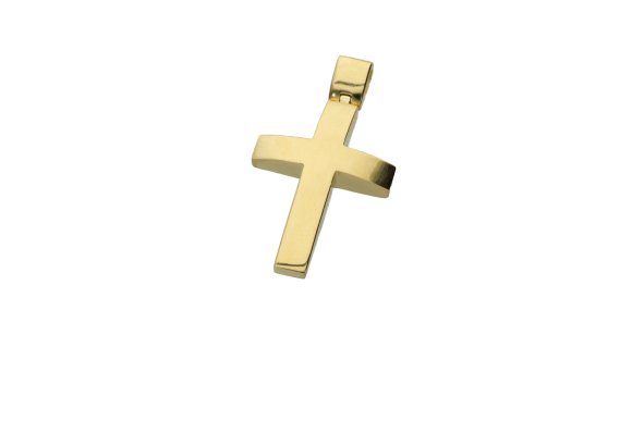 Σταυρός Βάπτισης για Αγόρι σε χρυσό 14Κ γυαλιστερός πομπέ με πρόσθετο κρίκο 