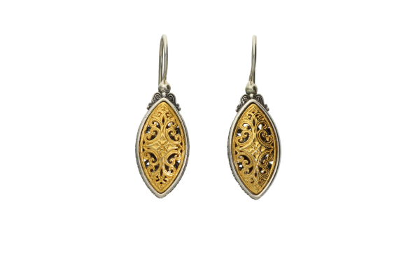 Σκουλαρίκια σε ασήμι 925° Ναβέτα με σχέδια σε βυζαντινό στυλ Gerochristo