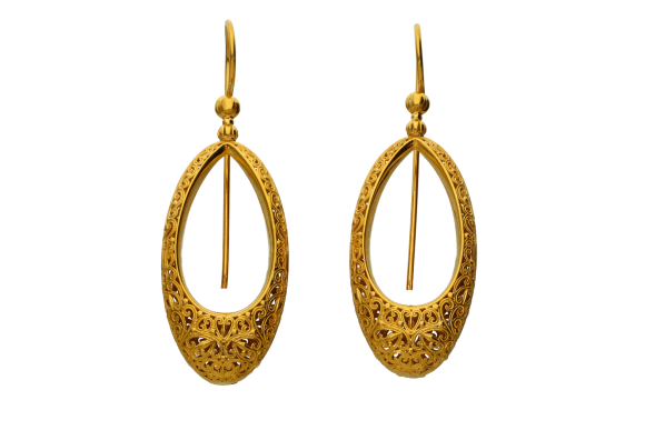 Σκουλαρίκια σε ασήμι 925° Οβάλ σε βυζαντινό στυλ, κρεμαστά από τη  συλλογή Gerochristo