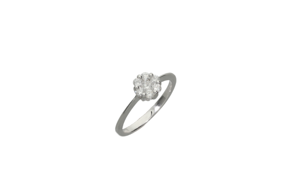 Δαχτυλίδι σε λευκόχρυσο 18Κ Ροζέτα Μονόπετρο με διαμάντια