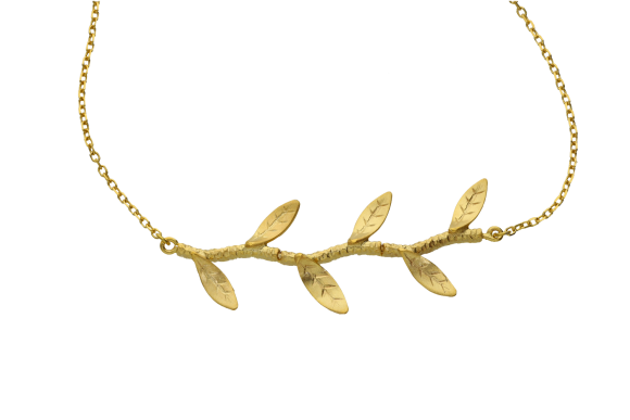 Βραχιόλι σε χρυσό 14Κ  με 3 διπλά κλαδάκια ελιάς σε αλυσίδα