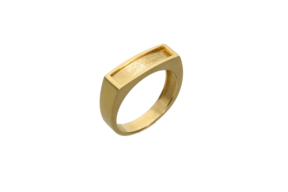 Δαχτυλίδι σε χρυσό 14Κ ανδρικό με ορθογώνιο σχέδιο ματ σε λουστρέ πλαίσιο 