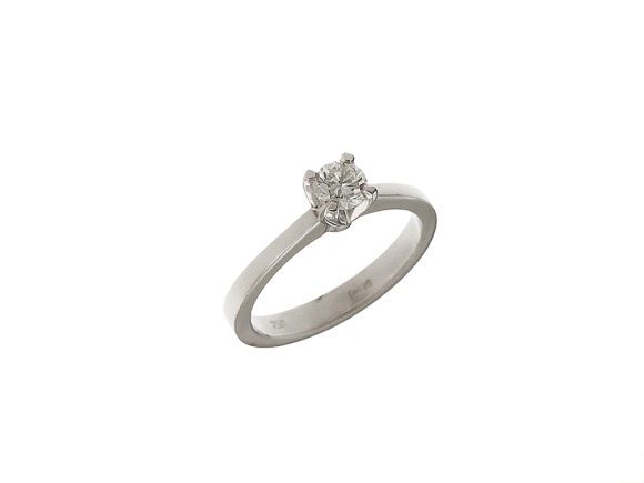Μονόπετρο δαχτυλίδι αρραβώνα γάμου σε λευκόχρυσο 18Κ κλασσικό σχέδιο με τετραγωνισμένη γάμπα και λεπτά δόντια με ένα διαμάντι κοπής μπριγιάν  0,40 GIA 1385231236