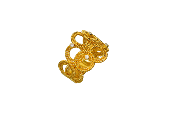 Δαχτυλίδι σε χρυσό 18K χειροποίητο με διαμάντια από τη συλλογή 