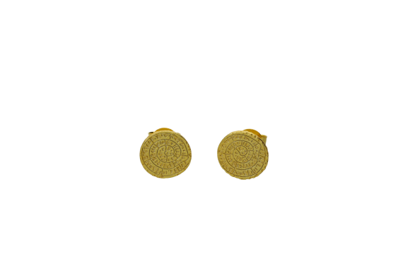 Σκουλαρίκια σε ασήμι 925° Δίσκος της Φαιστού επιχρυσωμένα 