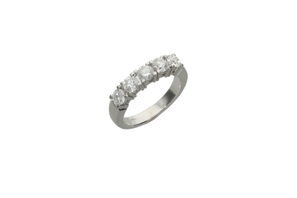 Δαχτυλίδι σε λευκόχρυσο 18Κ σειρέ καρέ καστόνι με διπλά συρμάτινα με διαμάντια.