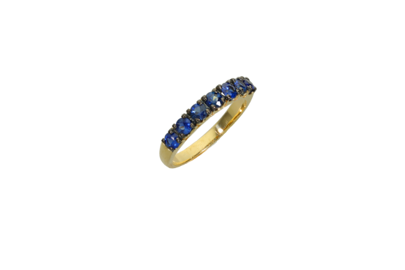 Δαχτυλίδι σε χρυσό 18Κ σειρέ κλασσικό με μπλε ζαφείρια
