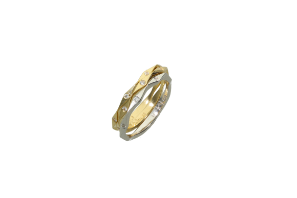 Δαχτυλίδι σε δίχρωμο χρυσό 14Κ τριπλό με ζιργκόν