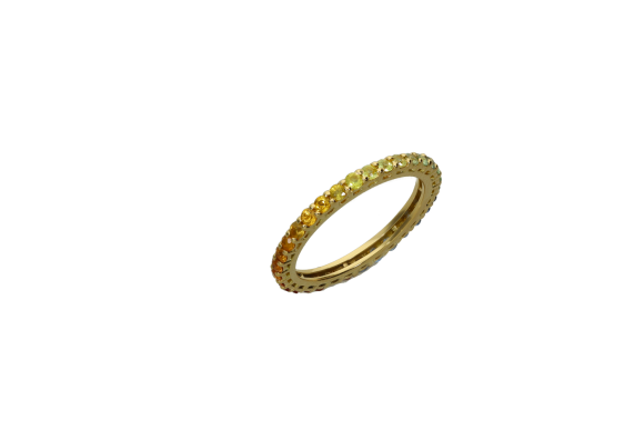 Δαχτυλίδι σε χρυσό 18Κ λεπτό ολόβερο με χρωματιστά ζαφείρια rainbow
