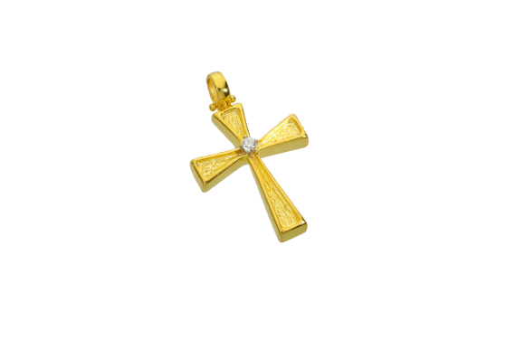 Σταυρός Βάπτισης για κορίτσι σε χρυσό 14Κ με ζιργκόν