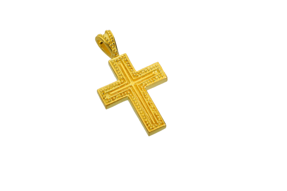 Σταυρός Βάπτισης για αγόρι σε χρυσό 14Κ ορθογώνιος βυζαντινός