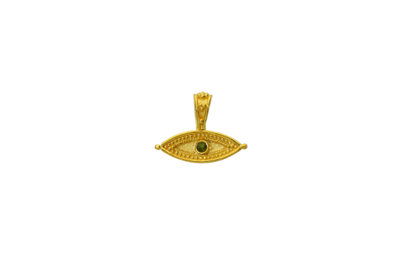 Μενταγιόν σε χρυσό 14Κ βυζαντινό ματάκι με γρανάδα