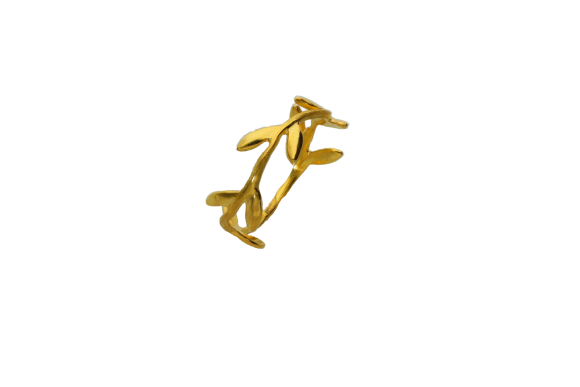 Δακτυλίδι σε χρυσό 14Κ χειροποίητο με κλαδάκια ελιάς και μικρά φύλλα
