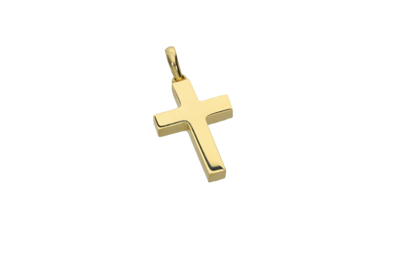 Σταυρός Βάπτισης για αγόρι σε χρυσό 14Κ κλασσικός, καρέ  με εξωτερικό κρίκο, γυαλιστερρός.