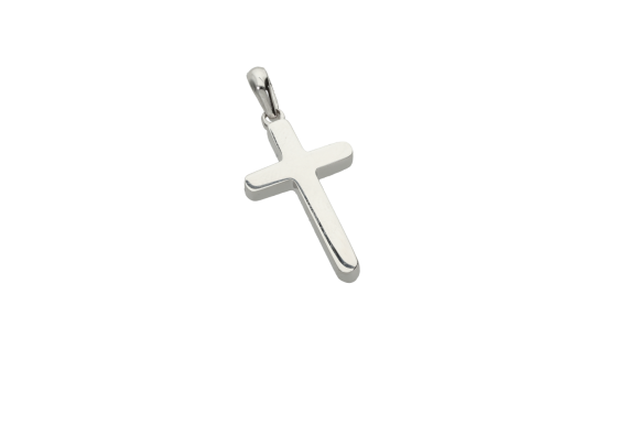 Σταυρός Βάπτισης για αγόρι σε λευκόχρυσο 14Κ κλασσικός, καρέ  με στρογγυλεμένες άκρες
