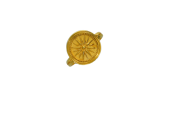 Δαχτυλίδι σε χρυσό 18Κ χειροποίητο με Μακεδονικό Ήλιο Βεργίνας