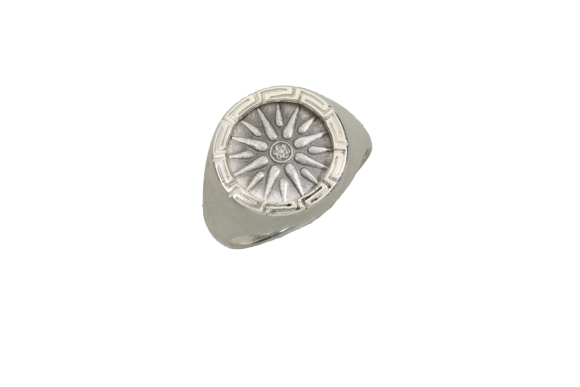Δαχτυλίδι ανδρικό σε Ασήμι 925° νόμισμα αστέρι της Βεργίνας