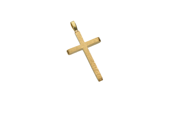Σταυρός Βάπτισης για αγόρι σε χρυσό Κ14 σφυρήλατος με στρογγυλεμένες άκρες