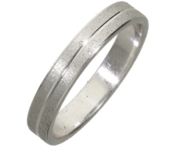 Βέρες Γάμου λευκόχρυσες 14Κ, Βέρα μονή σε λευκόχρυσο 14K ματ με γυαλιστερή γραμμή, 4χιλ