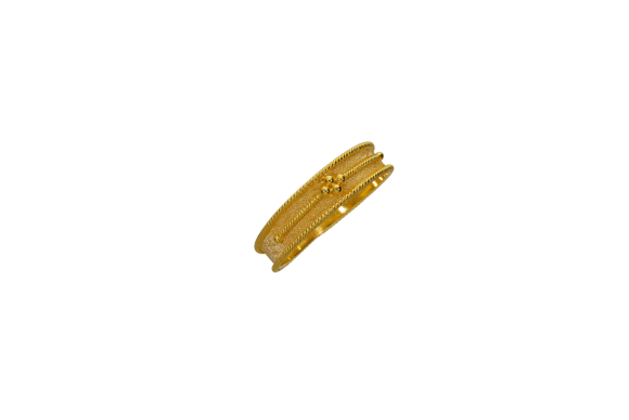 Βέρα-Δαχτυλίδι χρυσή 18Κ χειροποίητη με στριφτάρια και γράνες 