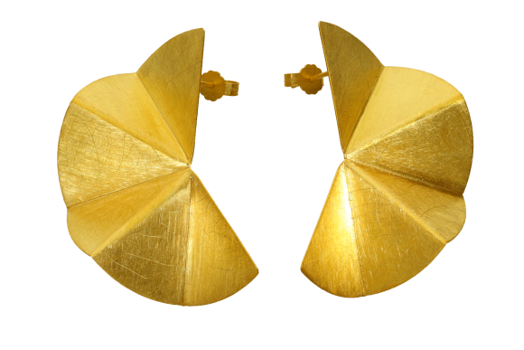 Σκουλαρίκια χειροποίητα σε χρυσό 14Κ μισή βεντάλια μεγάλα