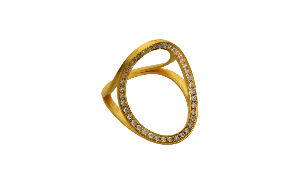 Δαχτυλίδι σε χρυσό 14Κ διάτρητος κύκλος με ζιργκόν