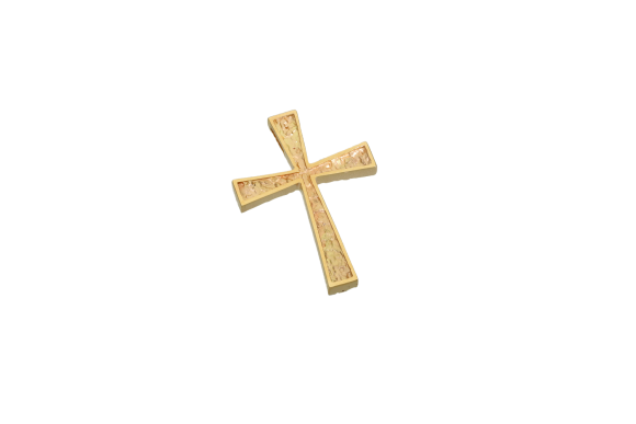 Σταυρός Βάπτισης για αγόρι σε χρυσό Κ14 σφυρήλατος με κώνικες άκρες
