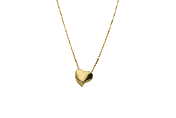 Κολιέ σε χρυσό 14Κ καρδιά μικρή φουσκωτή σε αλυσίδα 