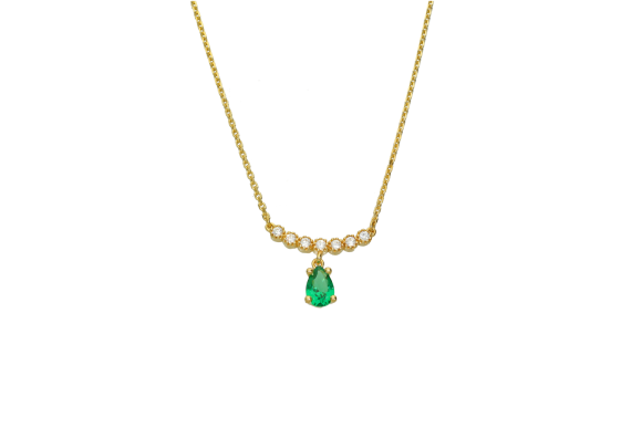 Κολιέ σε ασήμι 925° μία σειρά από λευκά ζιργκόν και ένα ζιργκόν σε σχήμα σταγόνας