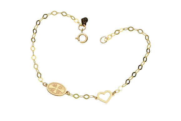 Βραχιόλι σε χρυσό 9Κ με καρδούλα και ICXCNIKA