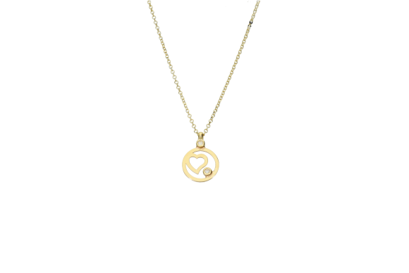 Κολιέ σε χρυσό 9Κ με καρδούλα και ζιργκόν