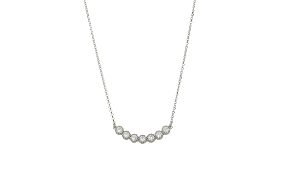 Κολιέ σε λευκόχρυσο 9Κ μια καμπύλη με ζιργκόν