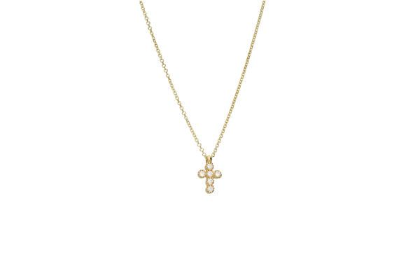 Κολιέ σε χρυσό 14Κ σταυρουδάκι με ζιργκόν