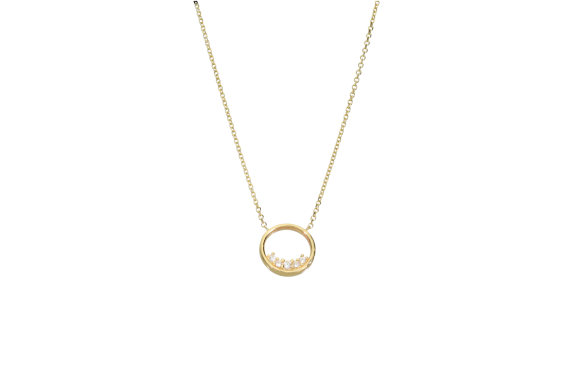 Κολιέ σε χρυσό 9Κ κυκλικό μοτίφ με ζιργκόν στο κάτω μέρος