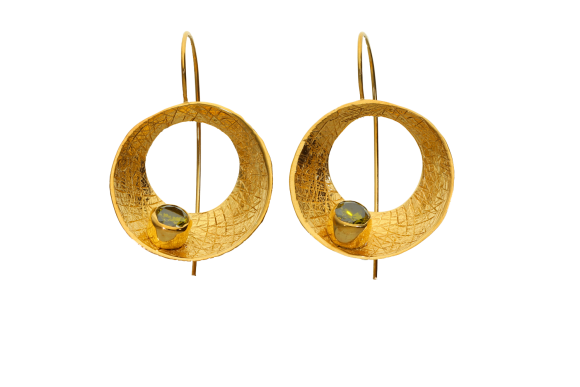 Σκουλαρίκια σε επιχρυσωμένο ασήμι 925° κώνος με ζιργκόν