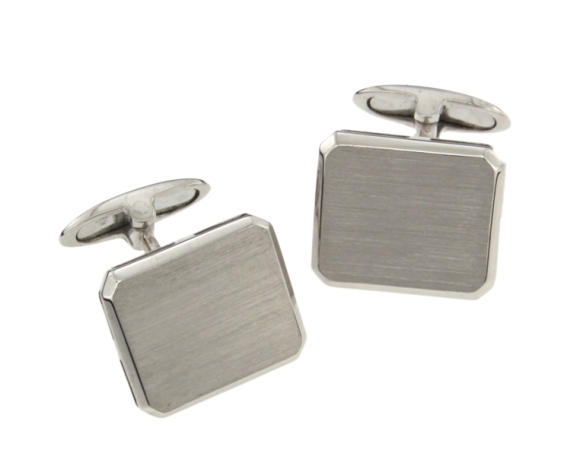 Μανικετόκουμπα σε Ασήμι 925° Ορθογώνιο σατινέ με παρτές άκρες