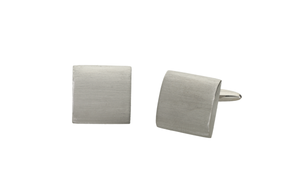 Μανικετόκουμπα σε Ασήμι 925° Τετράγωνο κυρτό σατινέ