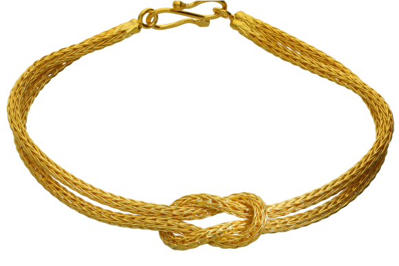 Βραχιόλι σε ασήμι 925° επίχρυσο με πλεκτή αλυσίδα και κόμπο του Ηρακλή