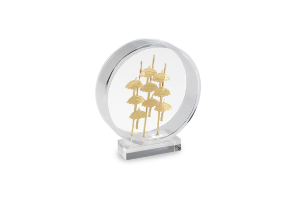 Διακοσμητικό σταντ κυκλικό από πλέξι γκλας με 9 Ομπρέλες από ορείχαλκο 