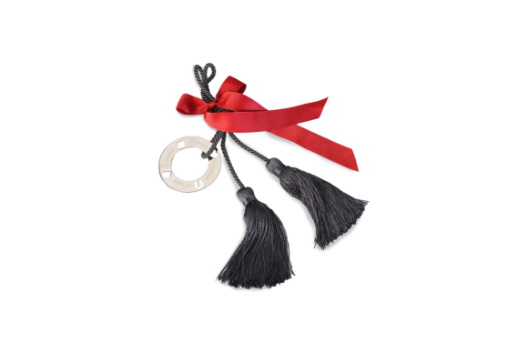 Χριστουγεννιάτικα γούρια, κύκλος ευχών σε διπλό κορδόνι γκρι με φούντες