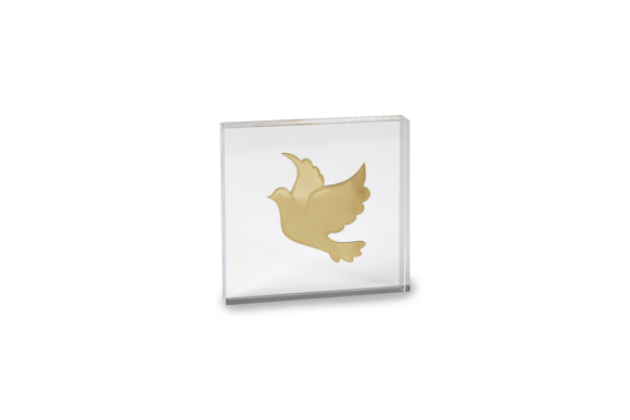 Πρες Παπιέ από Πλέξι Γκλας 8,8/8,5/1,5εκ με Περιστέρι από ορείχαλκο