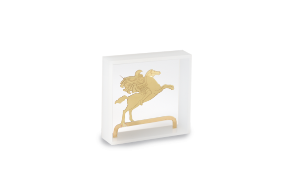 Διακοσμητικό σε ορείχαλκο ’γαλμα Μεγ. Αλεξάνδρου σε βάση από πλέξι γκλας