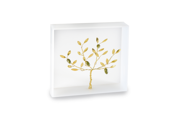 Διακοσμητικό δέντρο Ελιάς πλούσιο μέσα σε πλαίσιο από ματ πλέξι γκλας