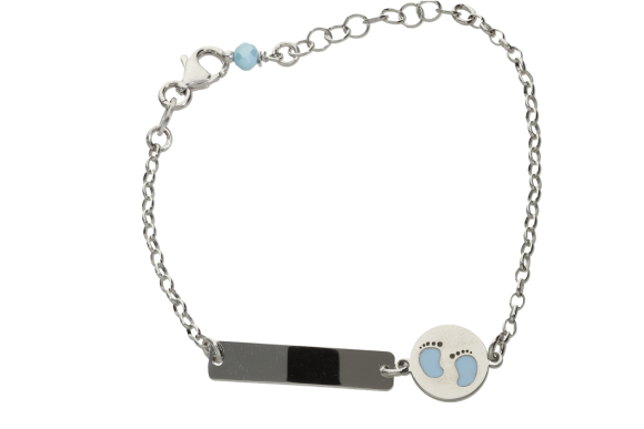 Ταυτότητα σε ασήμι 925° με πατουσάκια γαλάζια