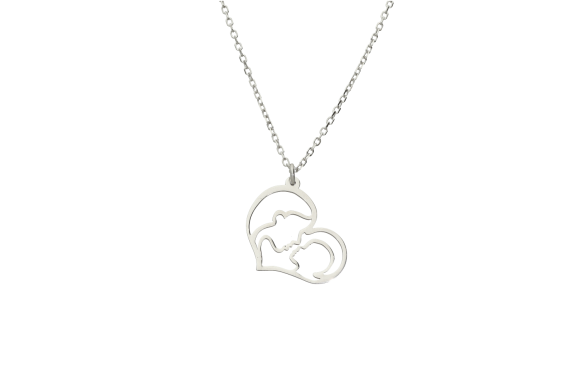 Κολιέ σε ασήμι 925° καρδιά με δύο πρόσωπα