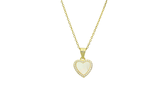 Κολιέ σε ασήμι 925° καρδιά φίλντισι και ζιργκόν