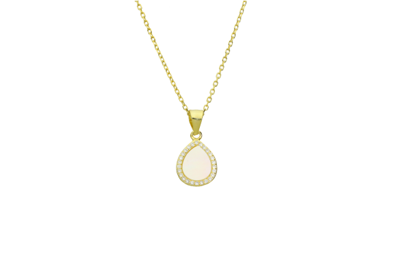 Κολιέ σε ασήμι 925° σταγόνα φίλντισι και ζιργκόν