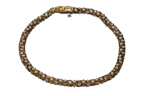 Βραχιόλι σε χρυσό 18Κ Ριβιέρα στρογγυλή γύρω γύρω όλη με κονιάκ διαμάντια