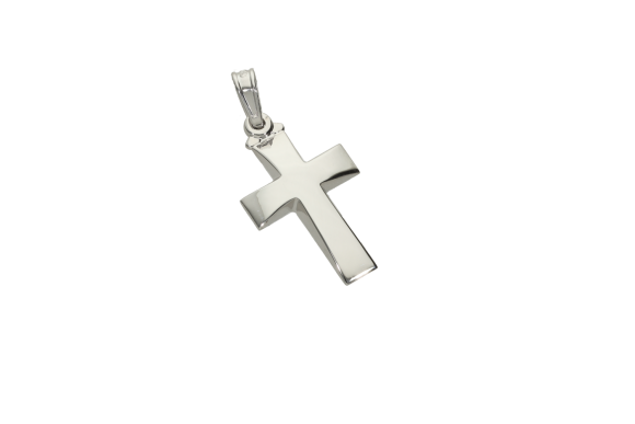 Σταυρός Βάπτισης για αγόρι σε λευκόχρυσο 9Κ πομπέ γυαλιστερός